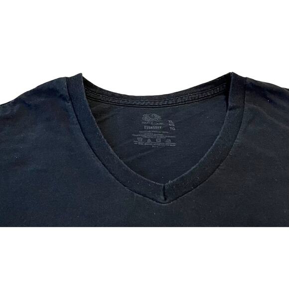 FRUIT OF THE LOOM EVERSOFT SHORT SLV, V-NECK T-SHIRT, WOMENS, XL, BLACK - Picture 2 of 9